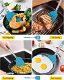 Pack of 2 Silicone Solid Turner, Non Stick Slotted Kitchen Spatulas, High Heat Resistant BPA Free Cooking Utensils, Ideal Cookware for Fish, Eggs, Pancakes(Blue) by CozyNest Decor