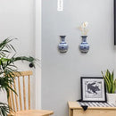 Set of Two Blue and White Porcelain Wall Vases for Flowers – Handmade Chinoiserie Ceramic Wall Mounted Flower Vase, Decorative Hanging Vases for Living Room, Bookshelf & Indoor Décor by CozyNest Decor