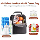 NCVI Breastmilk Cooler Bag with 2 Ice Pack, Breast Pump Bag with Cooler Fits 6 Bottles, Double Layer Breast Milk Travel Bag Baby Bottle, for Travel, Nursing Mom Daycare, Work, Picnic (Black) by TinyTreasures Baby Boutique