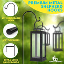 Gray Bunny 65" Shepherds Hooks for Outdoor 1 Pack, Thick Bird Feeder Pole, Hanging Plant Stand, Shepherds Hook for Bird Feeder, Non-Hollow, Non-Adjustable, Extra Long Base Prongs by GreenHaven Gardens
