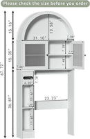 Over The Toilet Storage Cabinet, 31''W Arched Space-Saving Bathroom Organizer with Adjustable Shelf and Acrylic Doors, Freestanding Over Toilet Cabinet for Bathroom, Laundry, Restroom (White) by CozyNest Decor