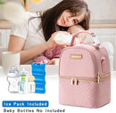 Breastmilk Cooler Bag with Ice Pack & Mat Fit 6 Bottles Up to 9 Ounce, Baby Bottle Cooler Bag for Moms, Daycare & Travel, Black by TinyTreasures Baby Boutique