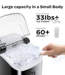 Nugget Ice Maker Countertop, Silonn Chewable Pellet Ice Machine with Self-Cleanin Function, 33lbs/24H Portable Ice Makers for Home Kitchen Officce, Black by CozyNest Decor