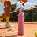 Insulated Water Bottle with Straw Stainless Steel Water Bottle, Leak-Proof, BPA-Free, Double Wall Vacuum Keeps Cold for 24 Hours for Sports, Travel, School (18 oz, Tulip) by CozyNest Decor