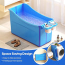 Collapsible Baby Bathtub Foldable Bathtub for Toddler Portable Large Foldable Bath Tub Bathtub for Kids Petite with Thermometer and Storage Basket (Blue) by TinyTreasures Baby Boutique