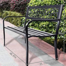 Garden Bench,Outdoor Benches,Iron Steel Frame Patio Bench with Mesh Pattern and Plastic Backrest Armrests for Lawn Yard Porch Work Entryway,Black by GreenHaven Gardens