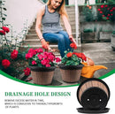 Quarut Large 4 Pack 14 inch Plant Pots,Whiskey Barrel Planters with Drainage Holes & Saucer,Plastic Decoration Flower Pots Retro Design,Planters for Outdoor Indoor Garden Balcony Plants (Brown) by GreenHaven Gardens