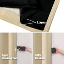 ChrisDowa 100% Blackout Curtains for Bedroom with Black Liner, 2 Thick Layers Total Blackout Thermal Insulated Grommet Window Curtains 2 Panels Set (Beige, 52 x 54 Inch) by TinyTreasures Baby Boutique