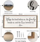 Bless the Food Before Us Sign Wall Decor 40"X15" Large Farmhouse Dining Room Wall Decor Framed Wood Rustic Home Wall Art Kitchen Hanging Decoration (Wood White) by CozyNest Decor