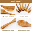 AIUHI Wood Spoons for Cooking, Nonstick Kitchen Utensil Set, Wooden Spoons Cooking Utensil Set Non Scratch Natural Teak Wooden Utensils for Cooking (Teak 8 Pack) by CozyNest Decor
