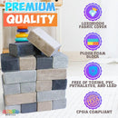 The Original Premium Plush Building Block for Kids - Certified Safe Foam Blocks in Luxuriously Soft Fabric Covers - Set of 24 (Castle Rock) by TinyTreasures Baby Boutique