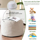 HIGOGOGO Round Stuffed Pouf Ottoman, Corduroy Poufs with Foam Chunk Filling, Furry and Fluffy Pouf Foot Stool Storage Ottoman, 20 X 15 Floor Poufs Foot Rest for Living Room, Beige by CozyNest Decor