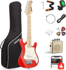 Donner 30 Inch Kids Electric Guitar Beginner Kits ST Style Mini Electric Guitar for Boys Girls with Amp, 600D Bag, Tuner, Picks, Cable, Strap, Extra Strings, DSJ-100, Red by TinyTreasures Baby Boutique