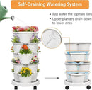 VECELO 5 Tier Vertical Garden Planter, Self Watering Stackable Planters with Wheels for Strawberries, Herbs, Flowers, Vegetables, Gray by GreenHaven Gardens