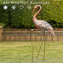 Crane Garden Statue, 42'' Heron Outdoor Statue with Birdbath, Large Crane Bird Metal Yard Art for Lawn Porch Backyard Patio Decor (Brown) by GreenHaven Gardens
