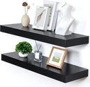 Deep Floating Shelves for Wall, 12'' Deep Large Floating Shelves Set of 2, 36 Inch Distressed Black Wood Shelves for Living Room Bathroom Laundry Room Bedroom Kitchen Home Office - Black by CozyNest Decor