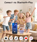 EWA Portable Mini Metal Karaoke Machine, Bluetooth Karaoke Speaker with 2 Wireless Microphones, Ideal Gifts for Girls Boys Family Home Party Birthday Christmas Toys Gifts-(Purple) by TinyTreasures Baby Boutique