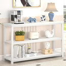 FOLUBAN Modern Sofa Console Table for Entryway, 3 Tier Wood Foyer Table for Hallway Living Room Behind Couch, White Oak by CozyNest Decor