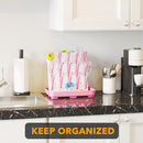 SpaceAid Baby Bottle Drying Rack with 20 Hooks, Space Saving Kitchen Bottles Rack Dryer, Vertical Baby Bottle Holder Organizer for Countertop Storage Accessories (White and Pink) by TinyTreasures Baby Boutique