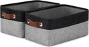 DULLEMELO Small Storage Baskets for Organizing - 11.8x7.9x5.1 inch Collapsible Storage Bins Set of 2 cloth storage bins for organizing Books and towel storage (Black&Grey) by TinyTreasures Baby Boutique