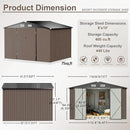 Aoxun 9.4x7.3x6.5 FT Outdoor Storage Shed, Garbage Can, Outdoor Metal Shed for Tool, Garden, Bike, Placed in Patio, Garden Brown Base Included by GreenHaven Gardens