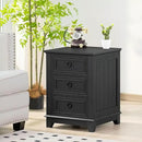 18" Night Stands Set of 2 with Charging Station, Farmhouse 2 & 3 Drawers End Table Dresser for Bedroom, Black Wooden Nightstand, Bed Side Table with Open Shelf, Bedside Cabinet for Living Room by CozyNest Decor