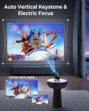CLOKOWE Mini Projector, 4K 1080P Support projector with wifi and bluetooth,270°Adjustable Stand Outdoor Home Theater galaxy Projector with Android TV OS & 8000+APPS for Phone/TV Stick/Laptop/HDMI by TinyTreasures Baby Boutique