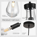 Raindrop Pendant Light Fixtures Set of 3, Black Glass Pendant Lighting, Hand BlownTeardrops Modern Hanging Light for Entryway Foyer Kitchen Island Dining Living Room Hallway by CozyNest Decor