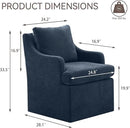 VKNOW Upholstered Dining Chairs Set of 2, Modern Kitchen Chairs Dinner Chairs with 4 Casters, Linen Armchair for Bedroom Reading Room Living Room, Navy by CozyNest Decor