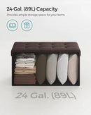 SONGMICS Mazie Collection - 30 Inches Folding Storage Ottoman Bench, Ottoman Foot Rest, End of Bed Bench, Storage Chest, Load 660 lb, for Living Room, Bedroom, Entryway, Brown ULSF047K02 by CozyNest Decor