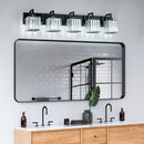 Modern Bathroom Vanity Light 5-Lights Plating Black Vanity Light Crystal Wall Light Bathroom Light Fixtures by CozyNest Decor
