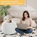 MeMoreCool Round Stuffed Pouf Ottoman Foot Rest, Floor Pouf Foot Stool with Soft Foam Chunk Filling, Small Round Ottoman Footstool Circle Footrest for Living Room, Off-White by CozyNest Decor