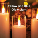 Amagic Pure White Flameless Candles, Battery Operated Candles, Acrylic Flickering LED Pillar Candles with Remote Control and Timer, 3D Wick, Yellow and Blue Glow, D2.2 xH5 6" 7", Set of 9 by CozyNest Decor