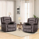 EBELLO Classic Power Recliner Chair, Oversized Electric Reclining Chair with Overstuffed Cushion and Back, Soft Fabric Adults Single Recliner Sofa for Living Room, Set of 2 Brown by CozyNest Decor