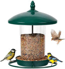 Metal Bird Feeder for Outdoors Hanging,3.0LB Seed Feeder,Easy to Fill & Clean,360° Feeding,Chew Proof Weatherproof Roof for Gardens and Wild Birds,Green by CozyNest Decor