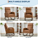 Rocking Chair Nursery with Foot Rest, Modern PU Upholstered Reading Glider Rocker Accent Armchair with High Backrest, Padded Seat, Side Pocket, for LivingRoom, Bedroom, Baby Room, Brown by TinyTreasures Baby Boutique