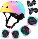 Color Gradient Adjustable Kids' Helmet with Knee & Elbow Pads Set | Multi-Sport Safety Gear for Boys & Girls Ages 5-14 | Skateboarding, Scooters, Roller & Inline Skating, Longboarding by TinyTreasures Baby Boutique