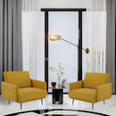 Oversized Accent Chair Set of 2 for Living Room Chairs Reading Arm Chair Comfy Modern Single Sofa Side Chairs with Metal Legs & Soft Cushion for Bedroom, Balcony,Waiting Room (Velvet, Amber Yellow) by CozyNest Decor