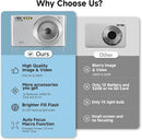 Digital Camera, 2025 4K 44MP Autofocus Digital Cameras for Teens, Silver Point and Shoot Camera for Kids with 16X Zoom, 64GB SD Card, Compact Small for Boys Girls Teens Kids Gift by TinyTreasures Baby Boutique