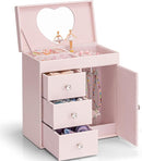Vlando Musical Jewelry Box for Girls, Large Kid Music Box with Ballerina for Birthday Bedroom Decor, 4 Layer Girl Jewelry Gifts for Girls Kids - Light Pink by TinyTreasures Baby Boutique