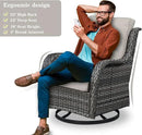 Outdoor Swivel Rcoker Patio Chairs - Outdoor Swivel Patio Chairs Set of 2 Wicker Chair Patio Furniture Sets with Covered Cushion for Porch Deck Balcony Garden, Beige by GreenHaven Gardens