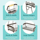 2 Tier Fruit Basket with 2 Banana Hangers, Detachable Countertop Fruit Bowls for Kitchen Counter, Metal Wire Fruit Vegetable Storage Holder Stand with Wooden Handles for Bread, Snacks, Veggies by CozyNest Decor