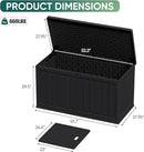 JUMMICO 160 Gallon Resin Outdoor Storage Deck Box with Divider, Waterproof Storage Box&Bench with Lockable Lid for Garden Tools, Pools Supplies (Black) by CozyNest Decor