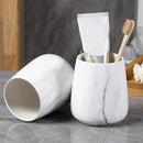 2Pcs Toothbrush Holder for Bathroom - Marble White Ceramic Tooth Brushing Holders Set, Toothbrush Cup & Toothpaste Organizer for Bathroom Countertop, Makeup Brush Holder, Pen Holder for Home Storage by CozyNest Decor