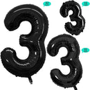 GOER Black Foil Balloons Number 3,Huge Number Balloons for 3rd Birthday Party Supplies Anniversary Decorations (3 pcs,42 inch,32 inch,16inch) by TinyTreasures Baby Boutique