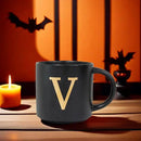 COLLECTIVE HOME - Monogram Ceramic Mugs, 15 oz Golden Initial Black Coffee Cups, Elegant Alphabet Tea Mugs, Elegant Personalized Mug with Gift Box, Unique Mug with Double Side Capital Lette (V) by CozyNest Decor