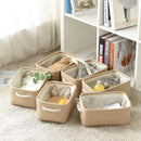 TheWarmHome Storage Basket for Organizing - Small 6 Pack 11.8x7.8x5.2 inch Fabric Storage Cubes with Cotton Rope Handle, Collapsible Storage Bins Baby Storage Toy Nursery (Beige) by TinyTreasures Baby Boutique