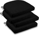 downluxe Indoor Chair Cushions for Dining Chairs, Soft and Comfortable Textured Foam Kitchen Chair Pads with Ties and Non-Slip Backing, 16" x 16" x 2", Black, 4 Pack by CozyNest Decor