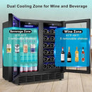 30'' Wine and Beverage Refrigerator, Upgrade Dual Zone Wine Cooler, 30 Inch Wine beverage Fridge Built in or Freestanding Under Counter Large Capacity Glass Door Advanced Cooling System,Black by CozyNest Decor
