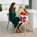 Baby High Chair, Highchair for Baby & Toddler, Easy Clean Infant Highchair, 6 in 1 Feeding High Chair with Removable Double Tray and Waterproof PU Cushion, Wooden Legs, Champagne by TinyTreasures Baby Boutique